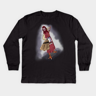 Kikimora With Dusty Broom Kids Long Sleeve T-Shirt